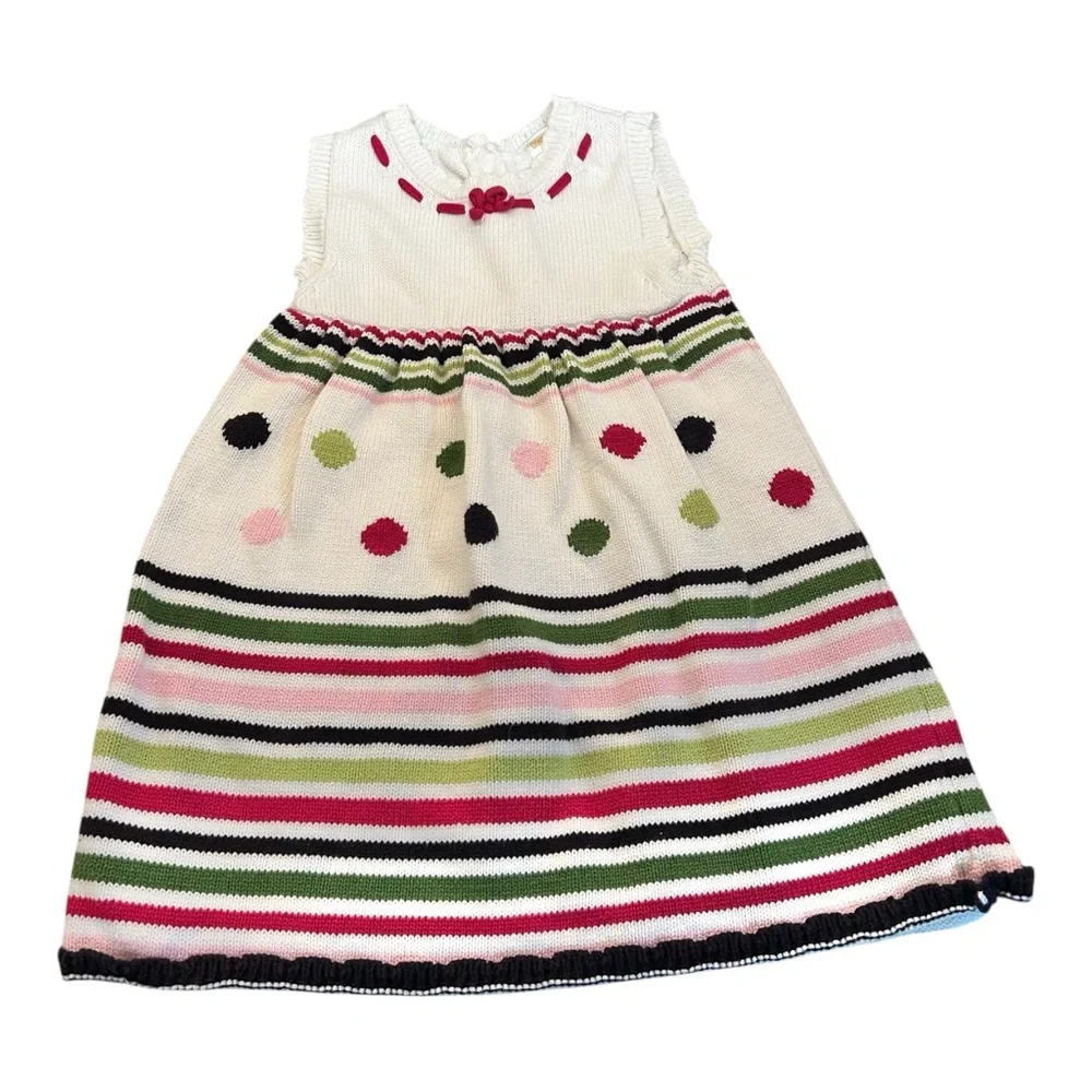 Gymboree Cupcake Cutie‎ Knit Cotton Polka Dot Stripe Dress
